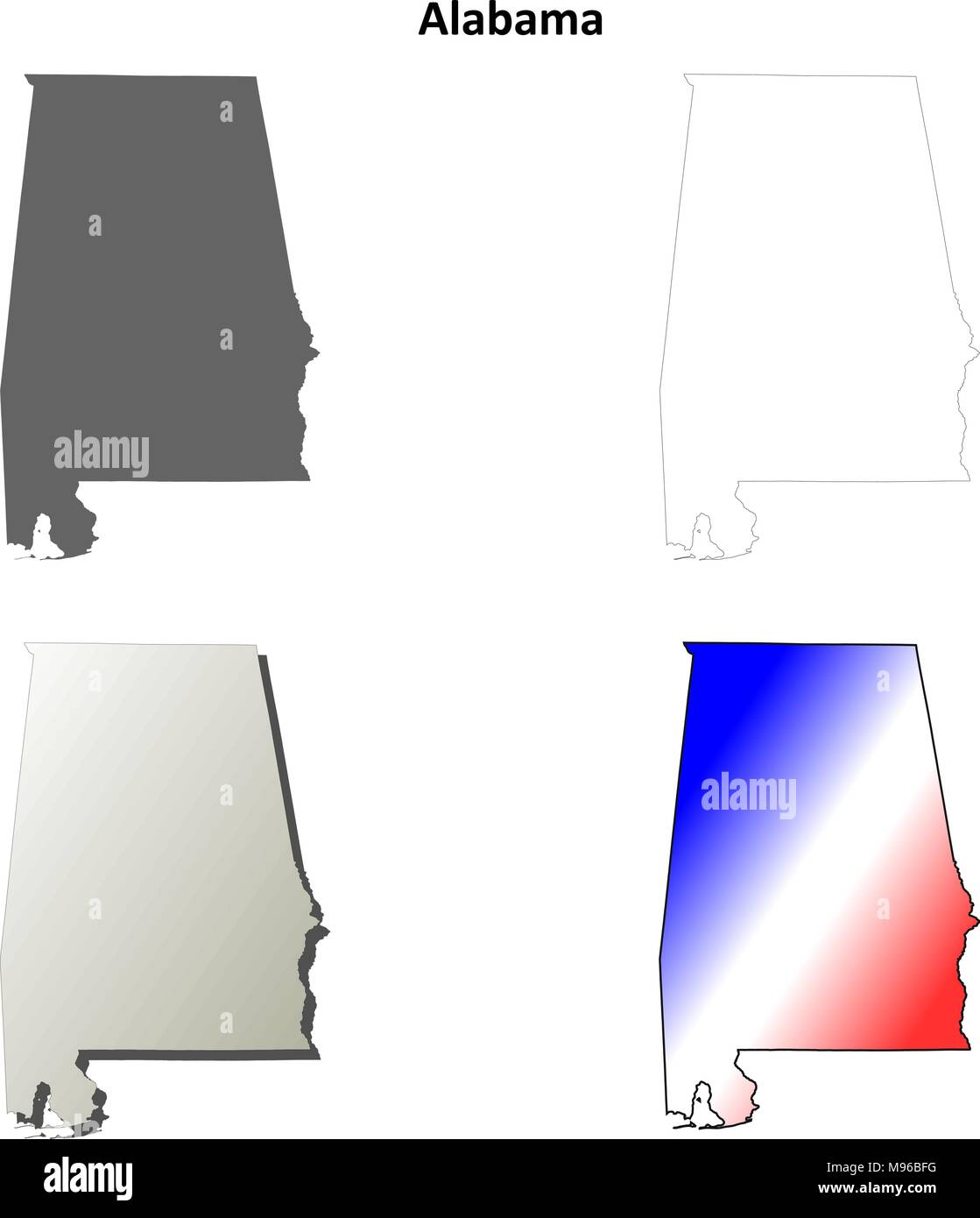 Alabama-Umriss-Karte gesetzt Stock Vektor