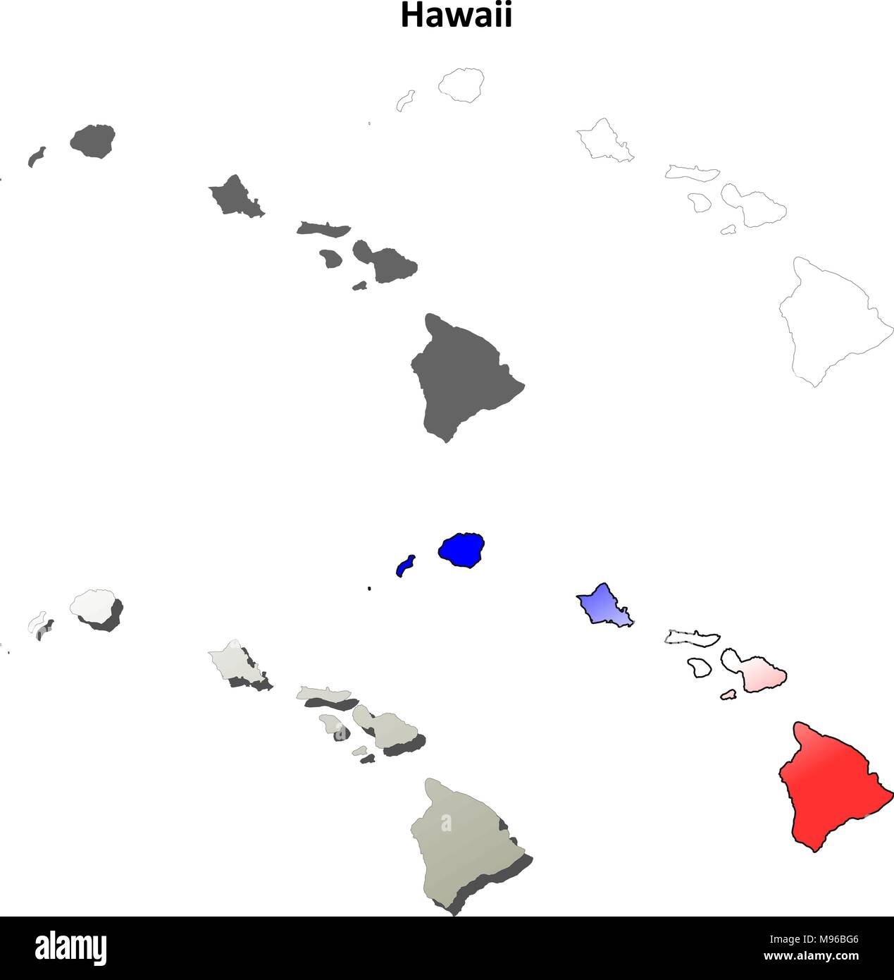 Hawaii-Umriss-Karte gesetzt Stock Vektor