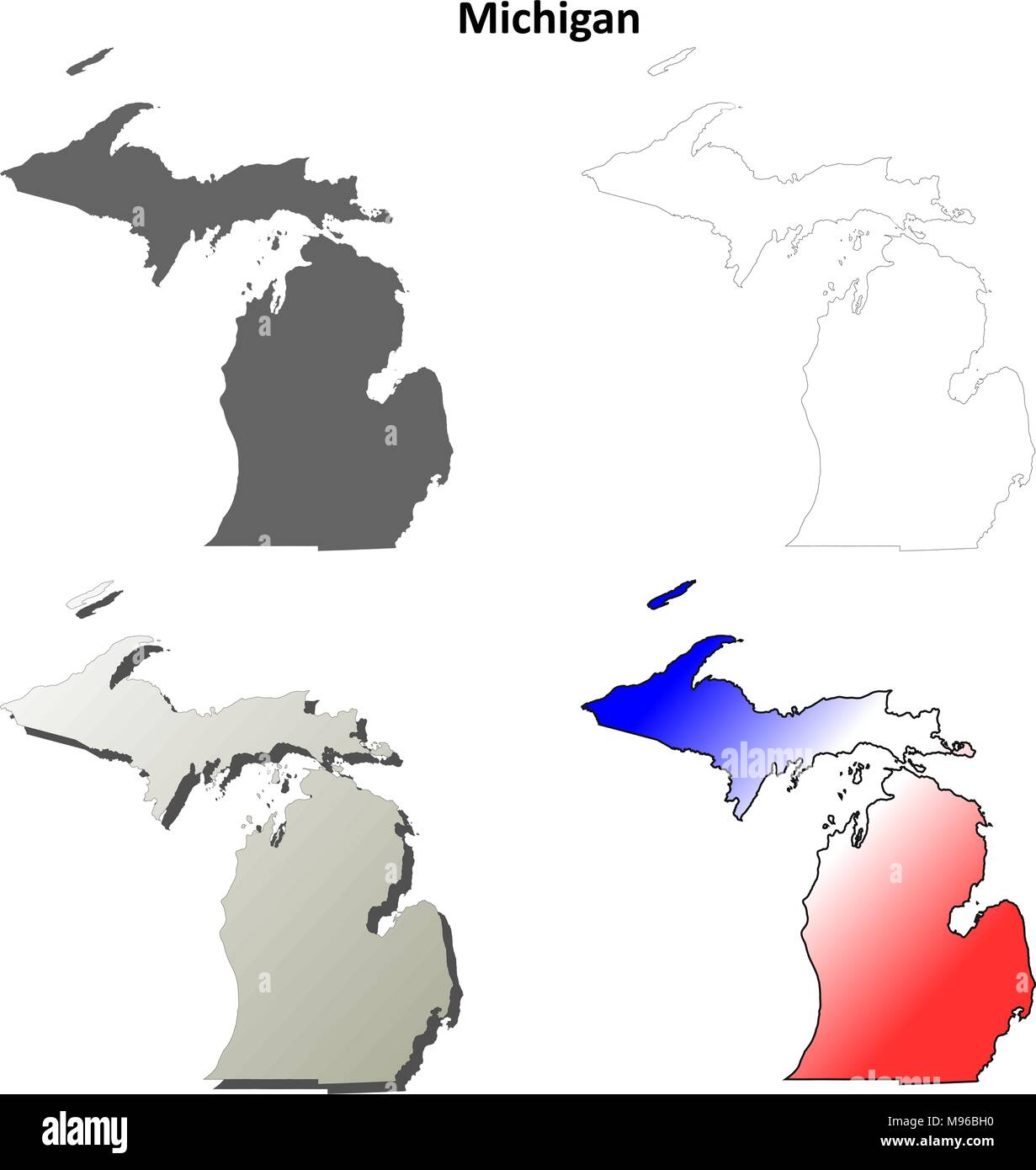 Michigan Umriss Karte gesetzt Alamy