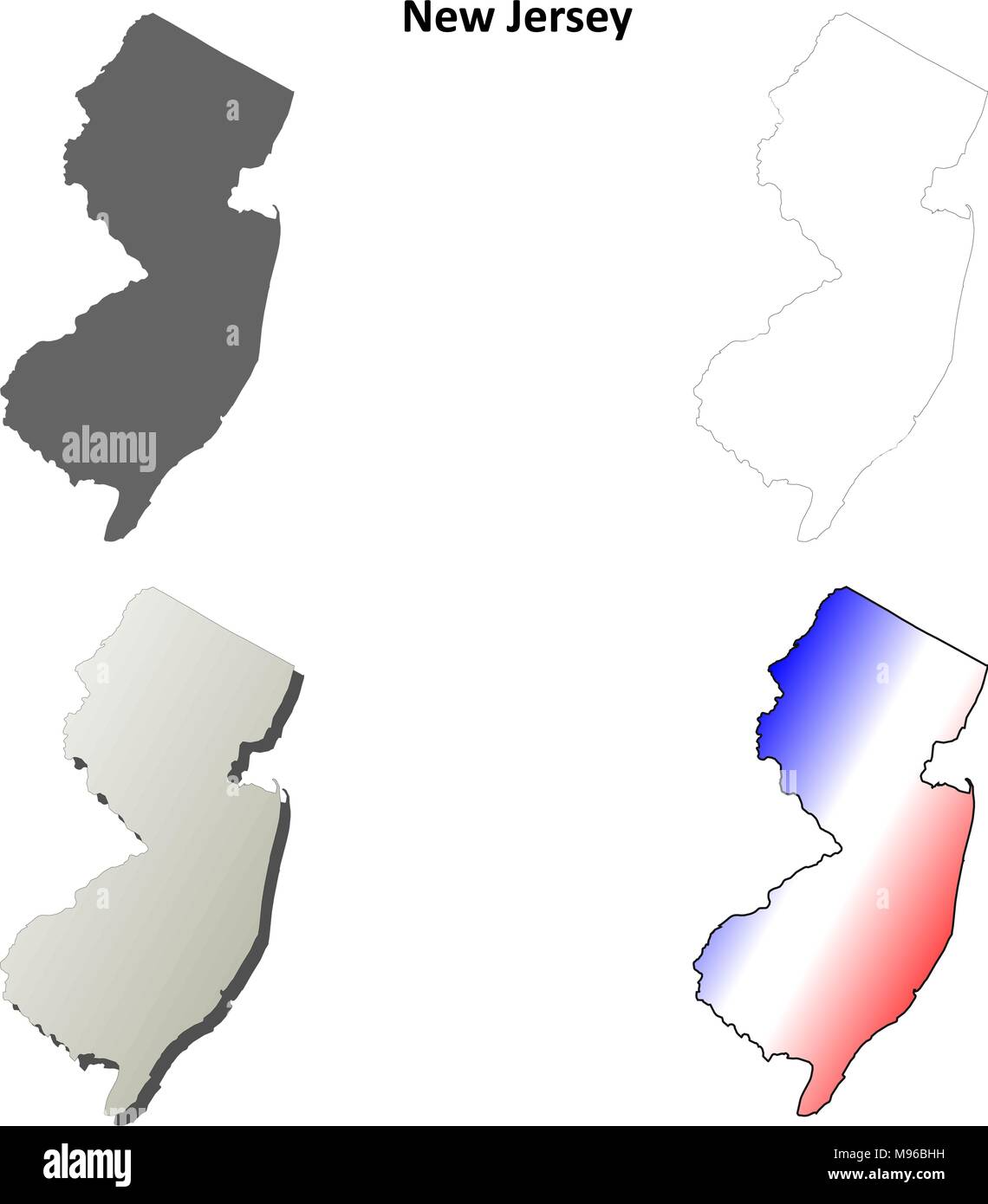 Set aus New Jersey Umriss Karte Stock Vektor