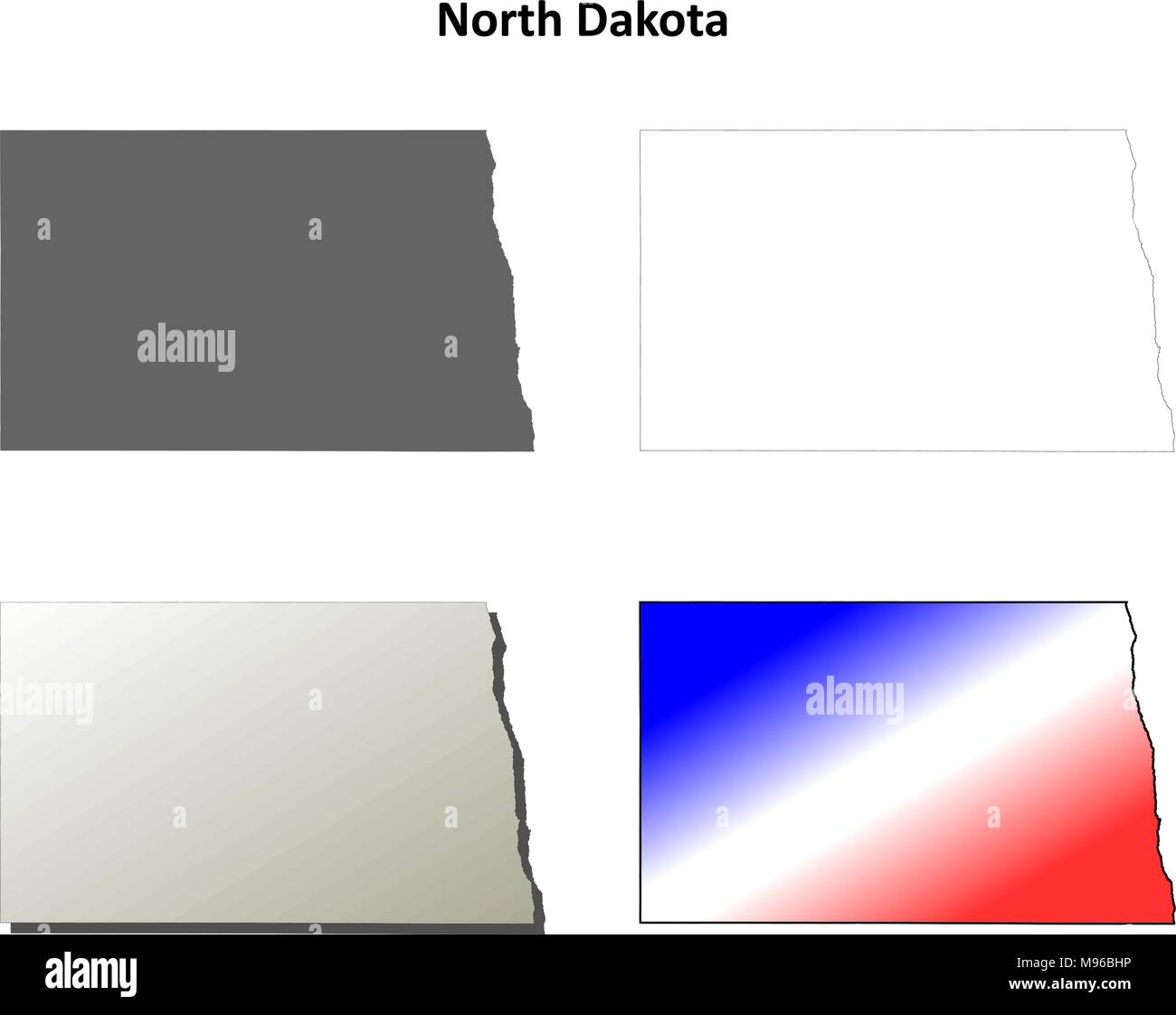 North Dakota Umriss Karte gesetzt Stock Vektor