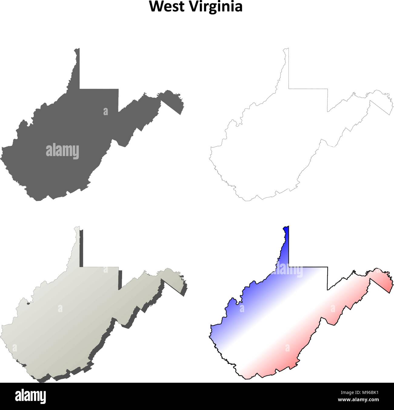 West Virginia Umriss Karte gesetzt Stock Vektor