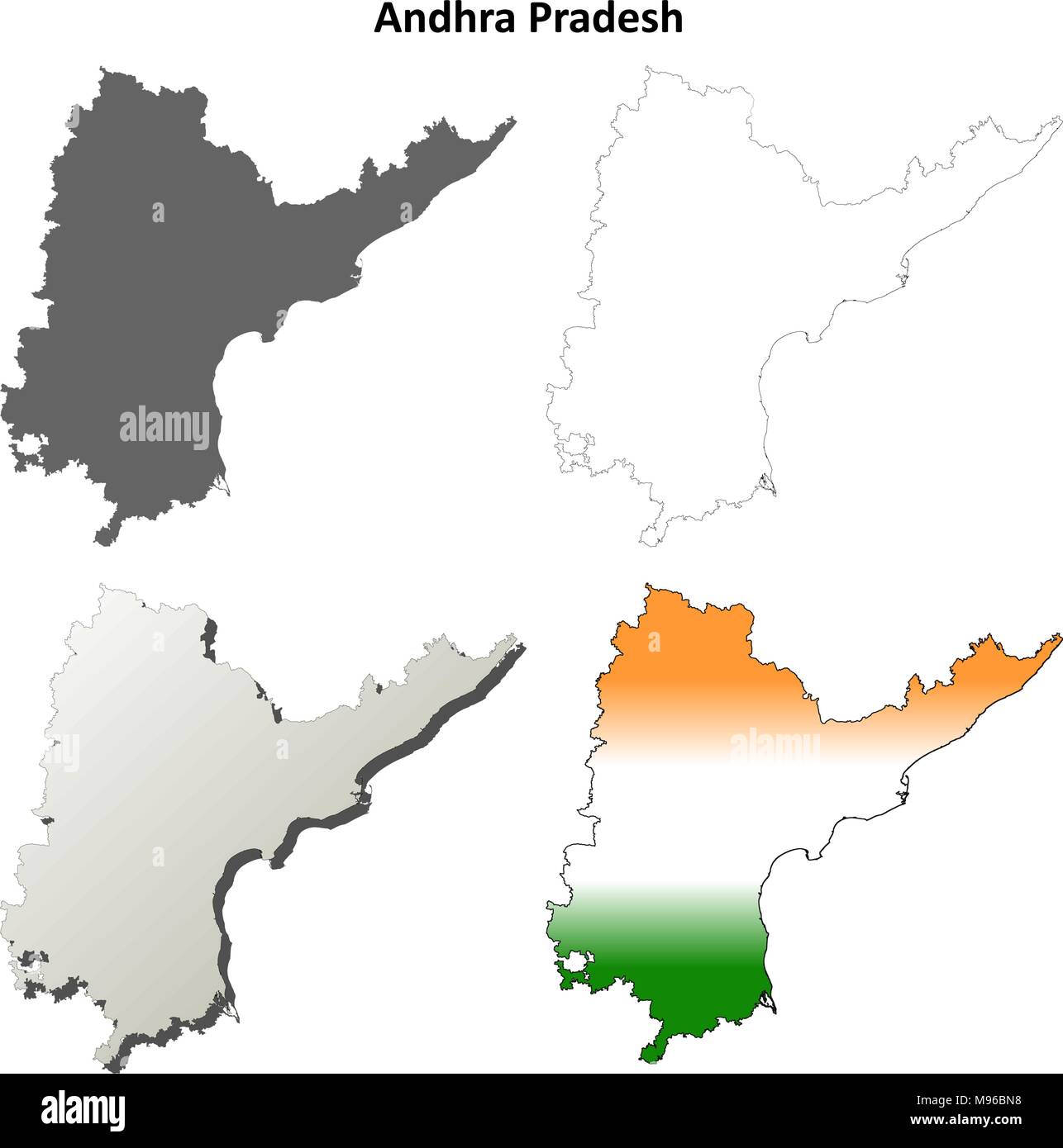 Andhra Pradesh leere Umriss Karte gesetzt Stock Vektor