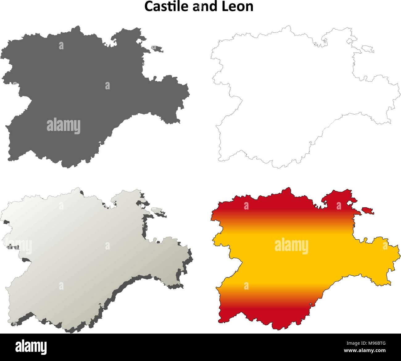 Kastilien und Leon leer Übersichtskarte eingestellt Stock Vektor