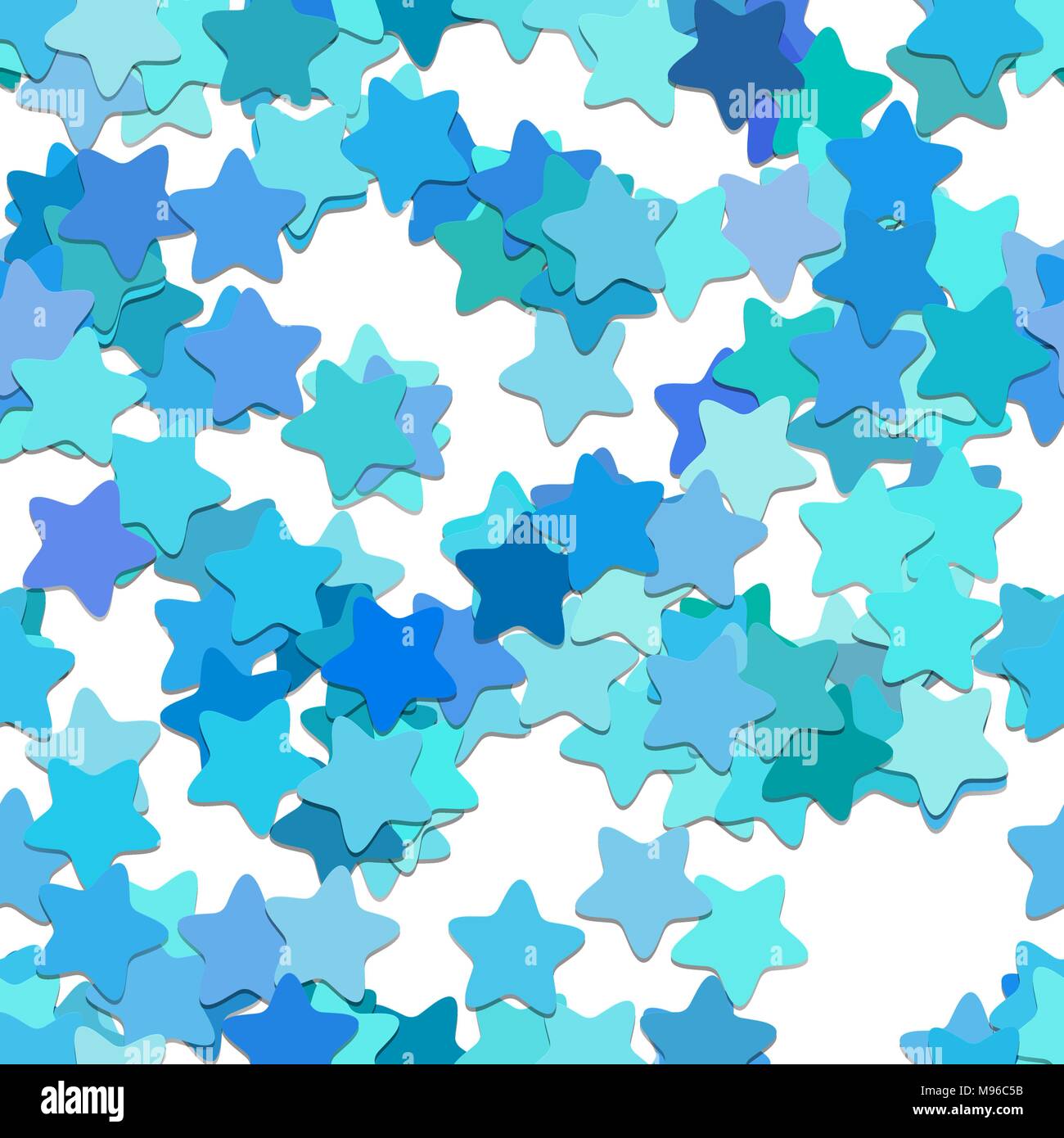 Wiederholen star Muster Hintergrund-vektor design aus Abgerundeten pentagramm Sterne in Hellblau gehalten und mit schatteneffekt Stock Vektor