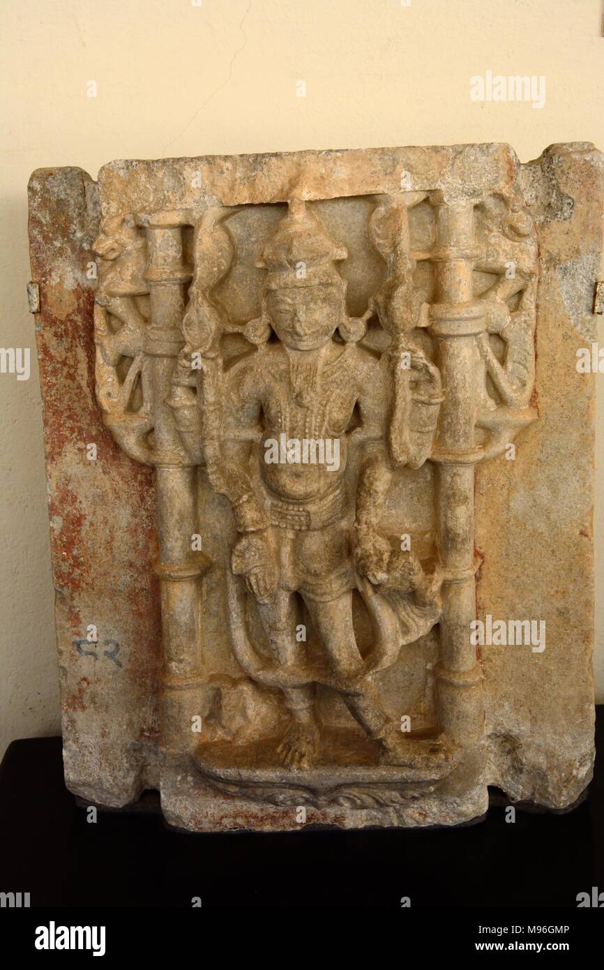 Marmorskulptur von Agni Gott des Feuers 1200 - 1300 CE City Palace Museum Rajashan Udaipur, Indien Stockfoto