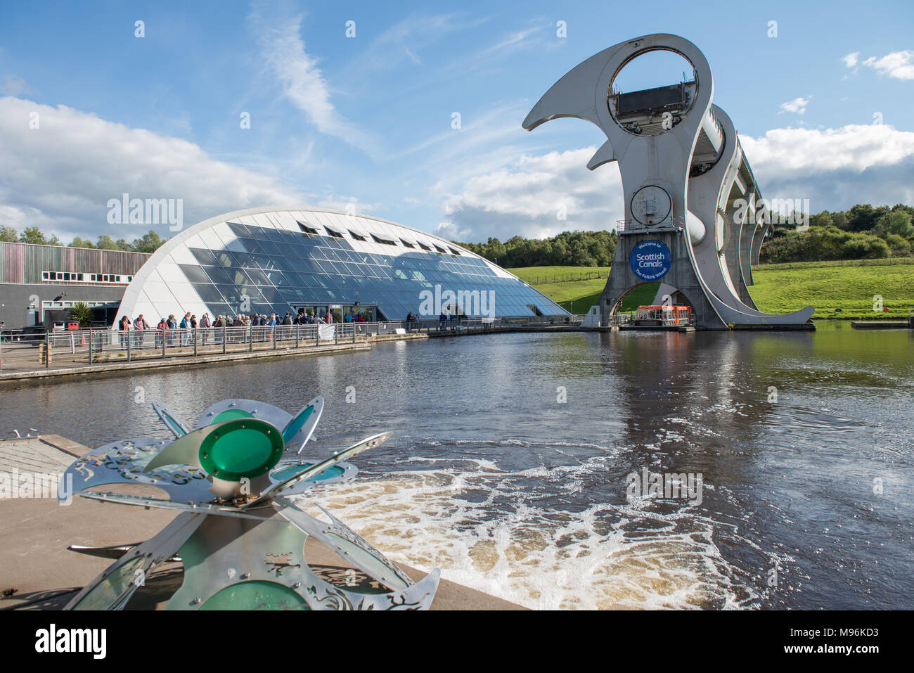 Das Falkirk Wheel schiffshebewerk Kalk Straße Tamfourhill Falkirk Stirlingshire GROSSBRITANNIEN. Stockfoto