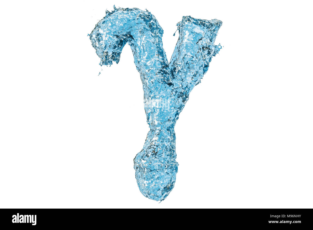 Wasser griechischen Buchstaben Gamma, 3D-Rendering auf weißem Hintergrund Stockfoto