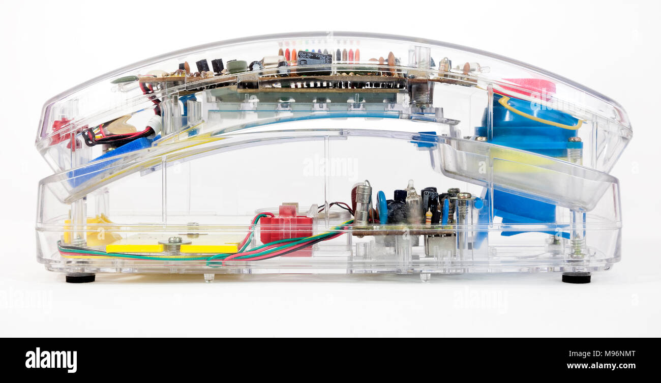 Vintage Retro 1980s transparent Telefon einstellen. Stockfoto