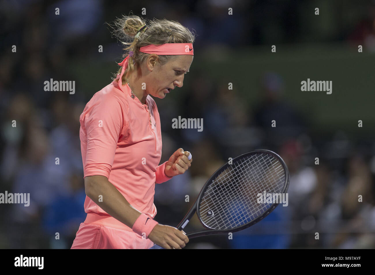 KEY BISCAYNE, FL - MÄRZ 22: Victoria Azarenka an Tag 10 der Miami Öffnen bei Crandon Park Tennis Centre am 22. März 2018 in Key Biscayne, Florida. Personen: Victoria Azarenka Stockfoto