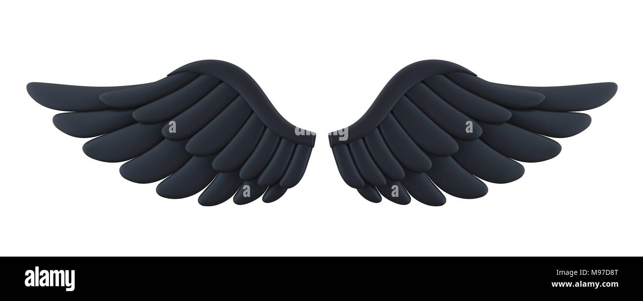 Schwarze Dämon Flügel isoliert Stockfoto