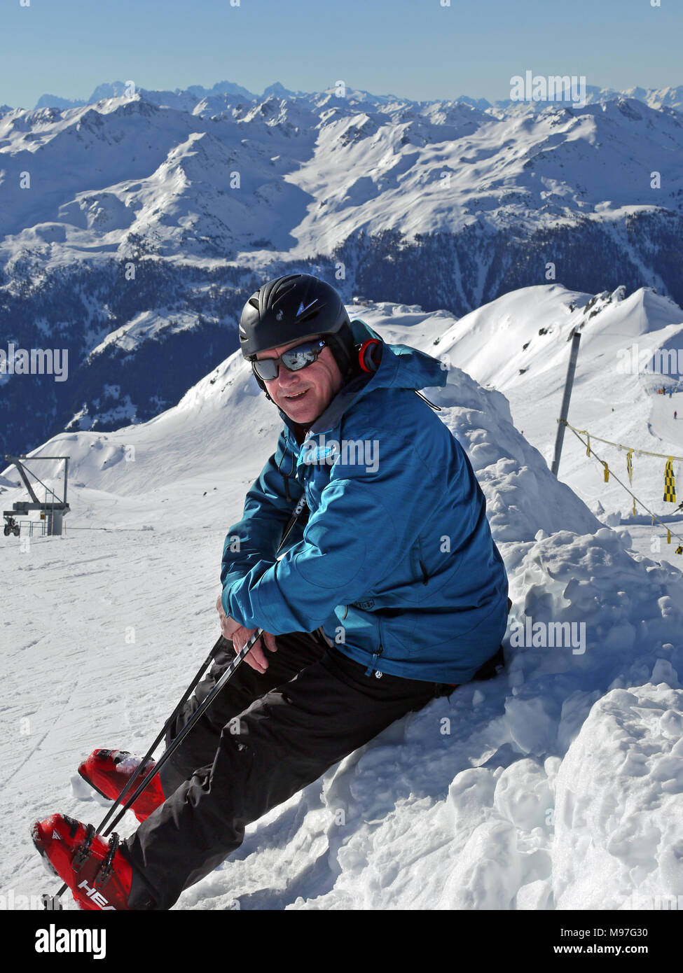 Die schweizer Ski und Schnee - Sport verbundenen Ferienort St. Luc und Chandolin in der Region Wallis in der Schweiz Stockfoto