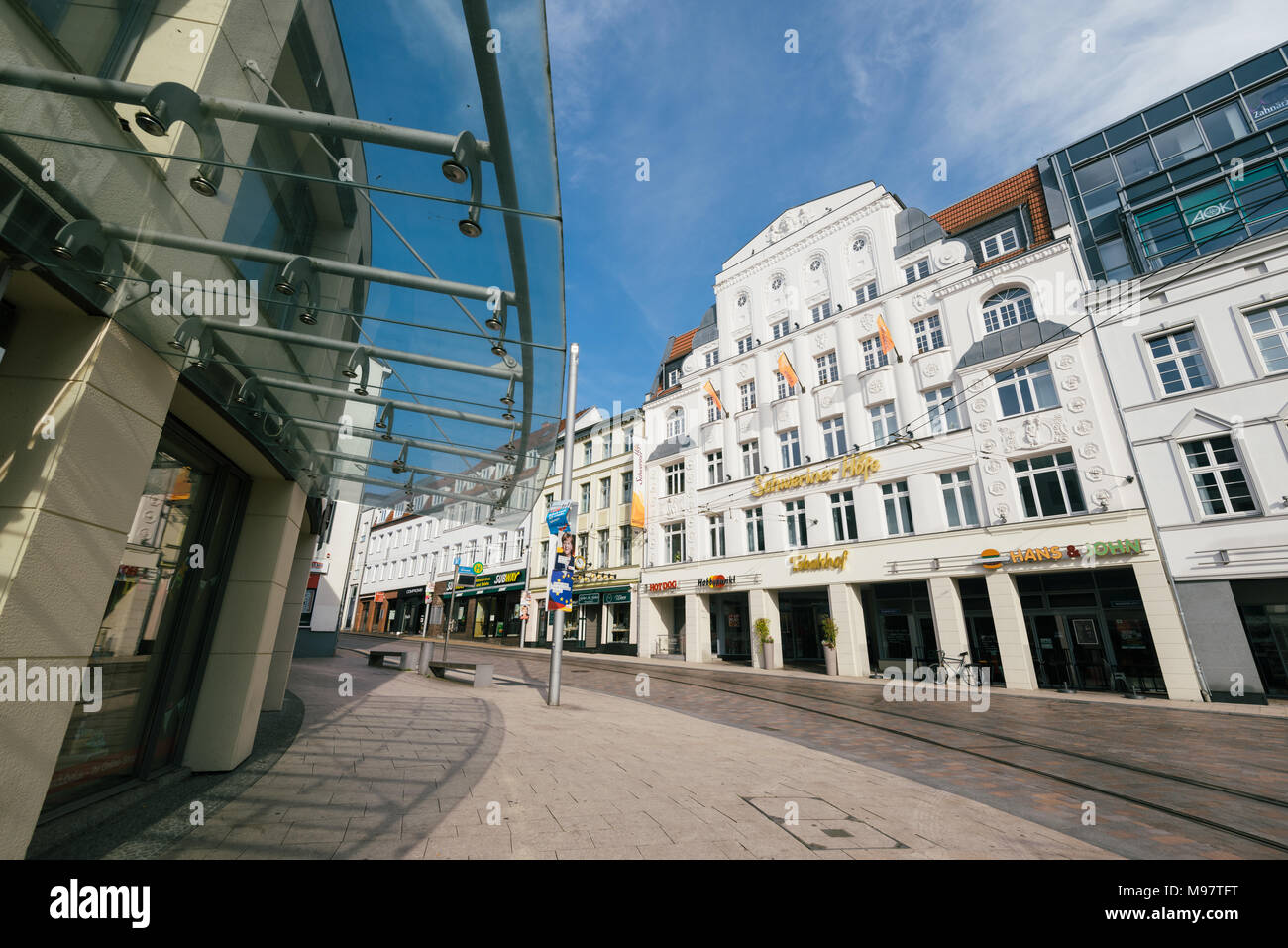 Schwerin, Deutschland - Sept 10, 2017: Blick auf den Marienplatz in der Altstadt von Schwerin. (Marienplatz ist der Hauptplatz von Schwerin. Stockfoto