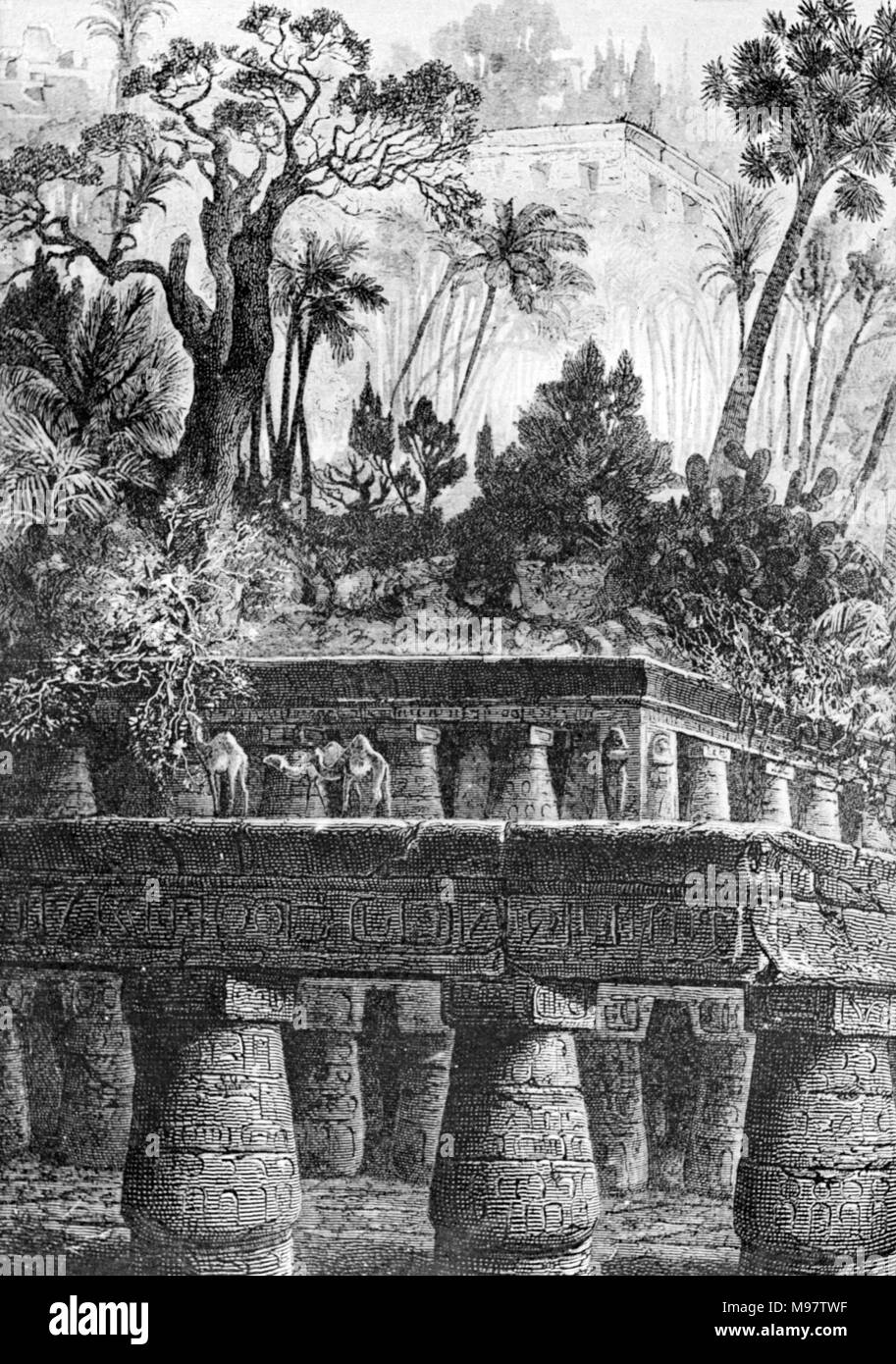 Die Hängenden Gärten von Babylon. Ein 1867 Abbildung: die Hängenden Gärten von Jean Antoine Valentin Foulquier. Stockfoto
