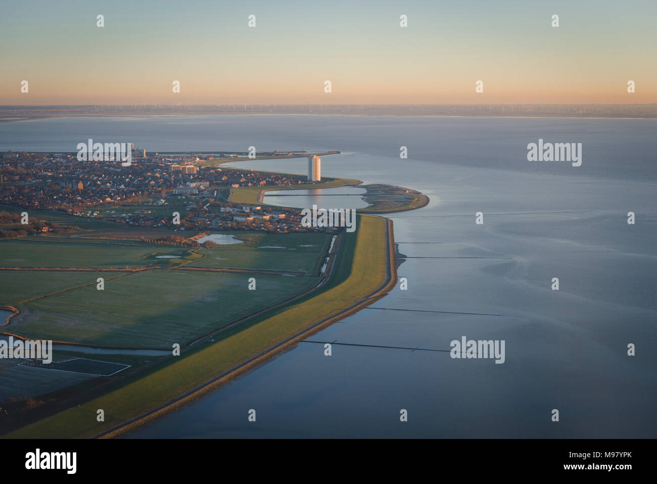 Deutschland, Buesum, Nordsee Küste vom Flugzeug aus gesehen Stockfoto