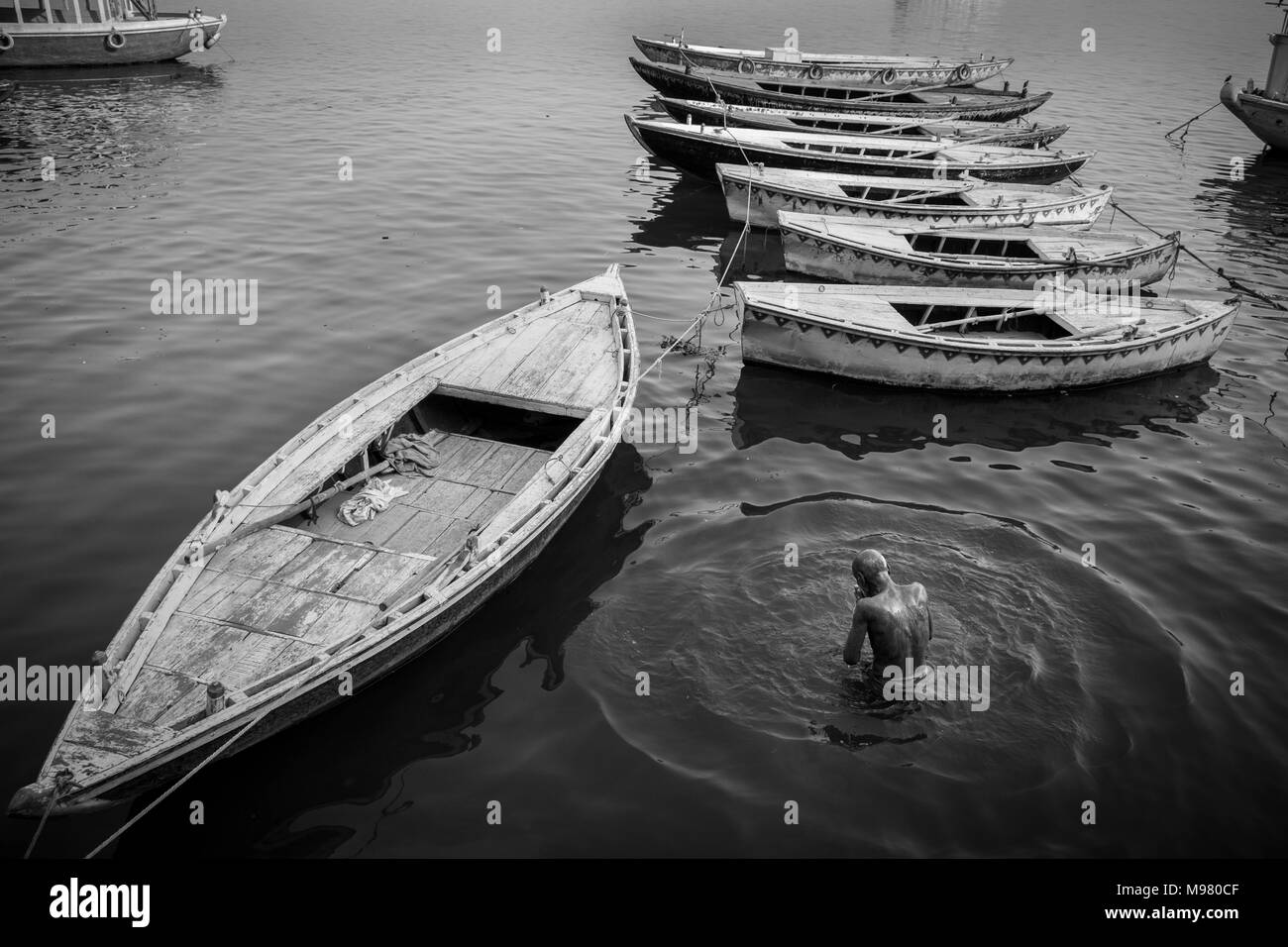 Indien, Varanasi, das tägliche Leben auf dem Ganges Stockfoto