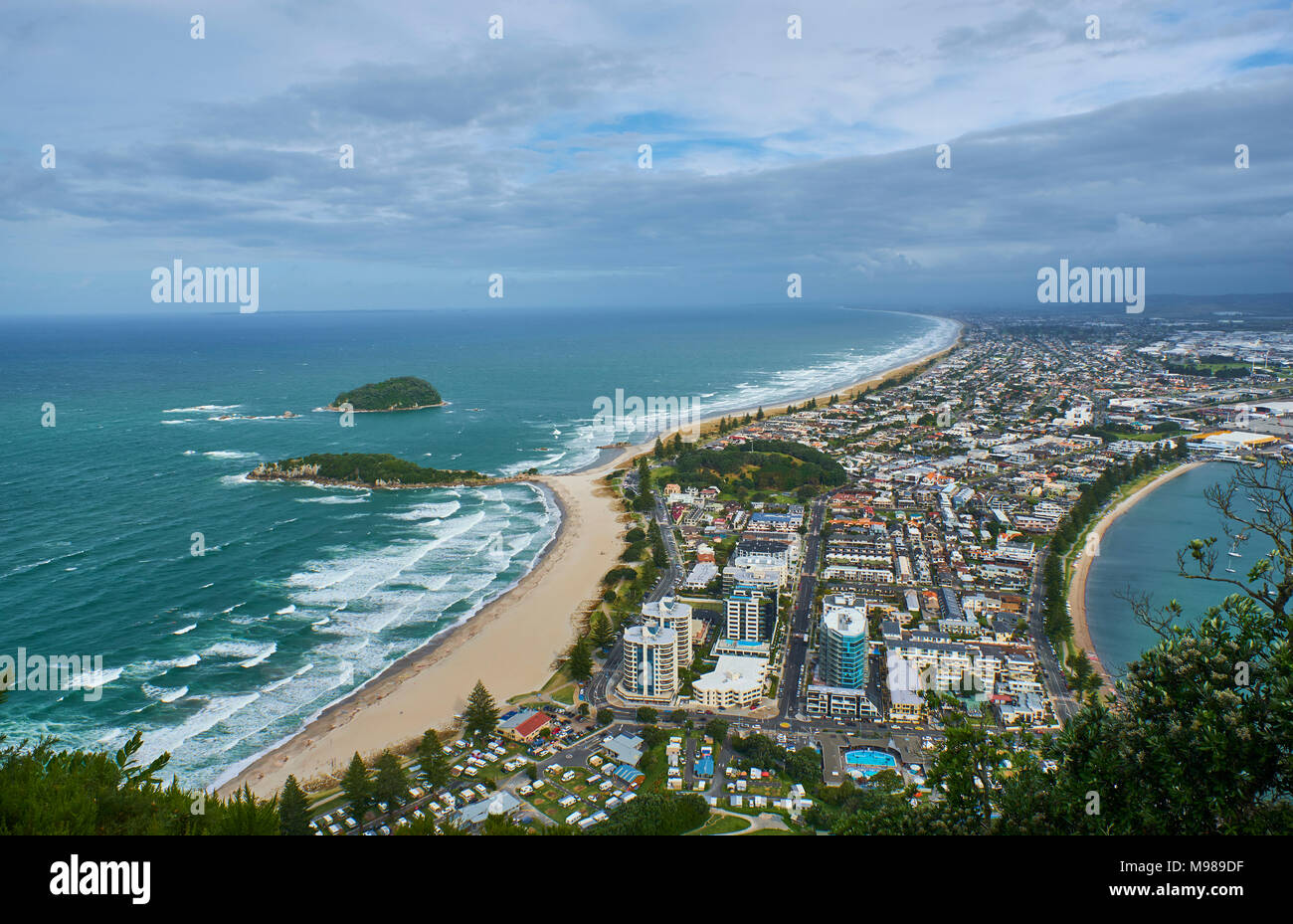 Neuseeland, Nordinsel, Tauranga, wie vom Mount Maunganui gesehen Stockfoto