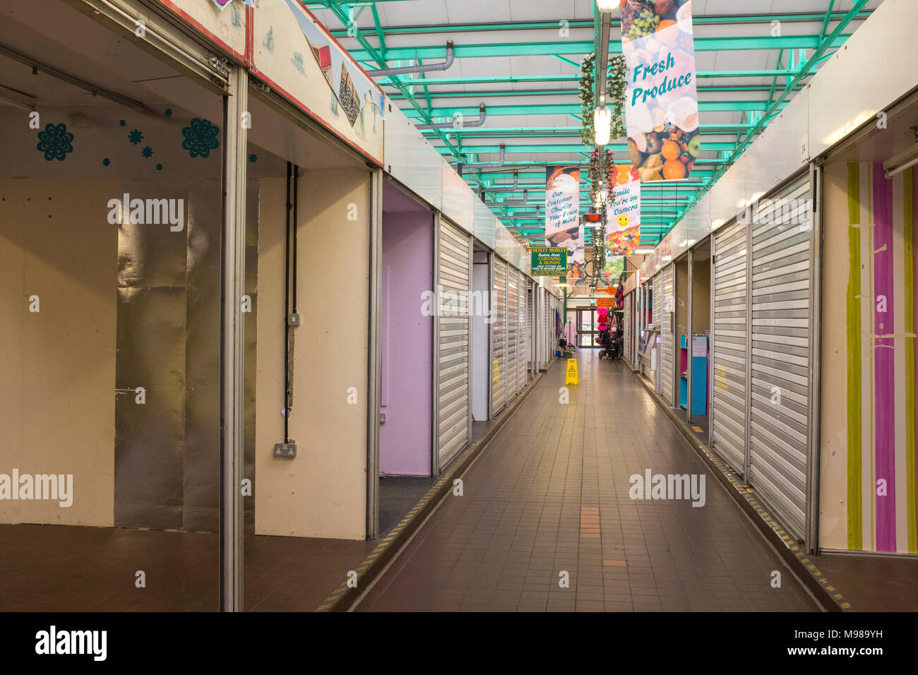 Einsame Markthalle in Crewe, Cheshire Vereinigtes Königreich Stockfoto
