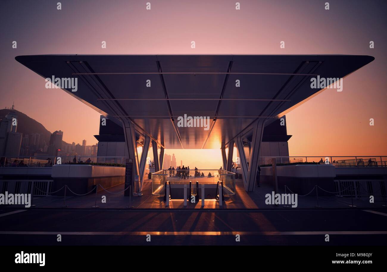 Die Hafenstadt Observation Deck in TST, Hong Kong Stockfoto