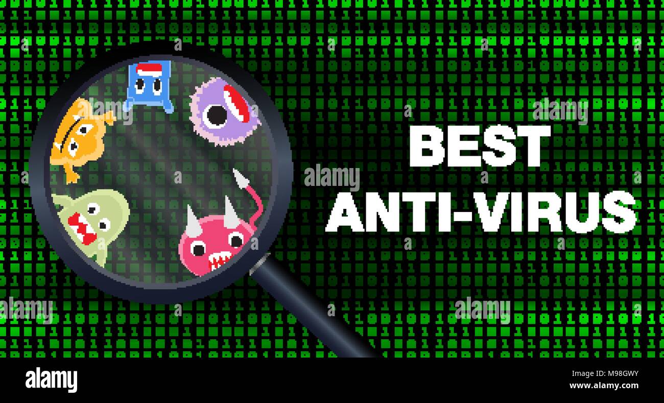 Beste Anti Virus Scanning Daten und Virus ermitteln Stock Vektor