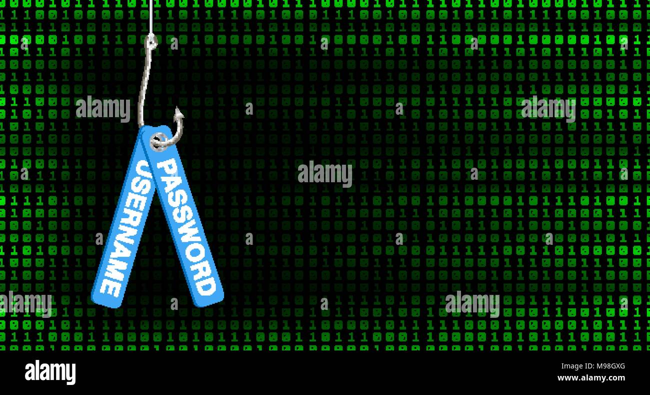 Angeln Haken phishing hack Benutzername und Passwort Stock Vektor