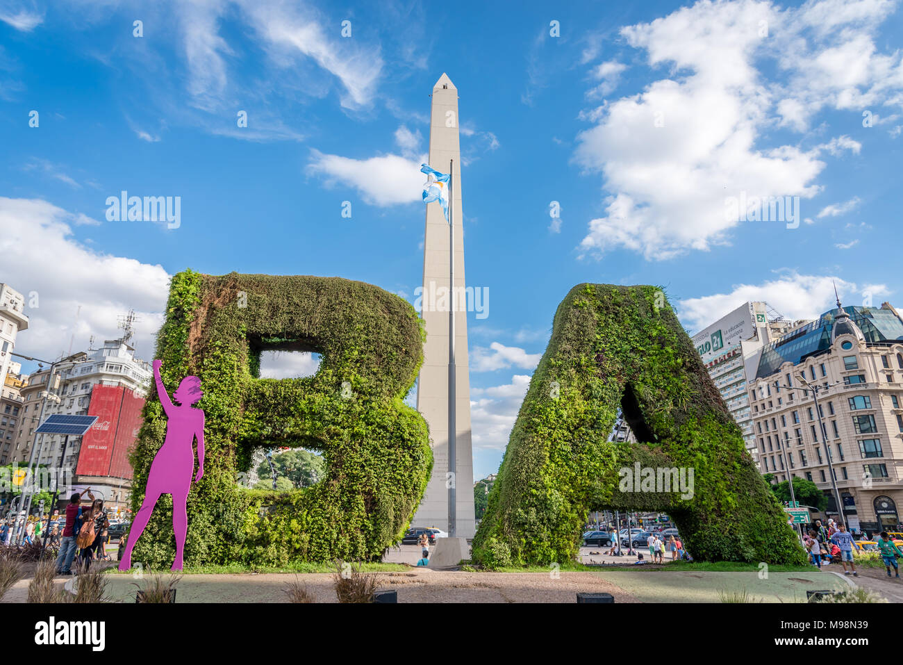 Die Obelisco in Avenida 9 de Julio in Buenos Aires. Argentinien Stockfoto
