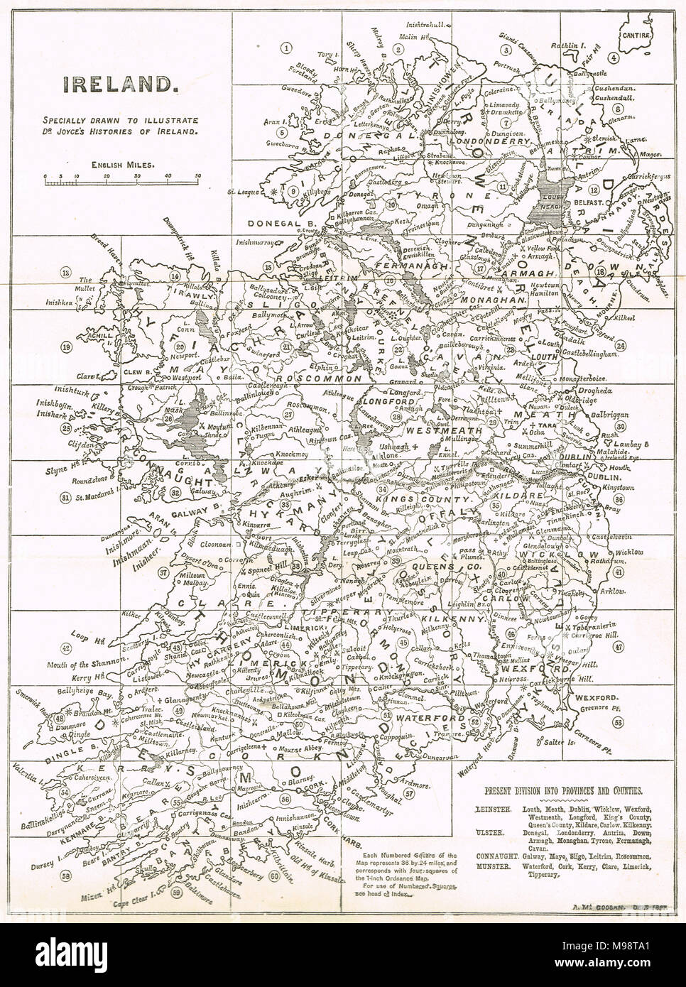 Vor partition Karte von Irland 1897 Stockfoto