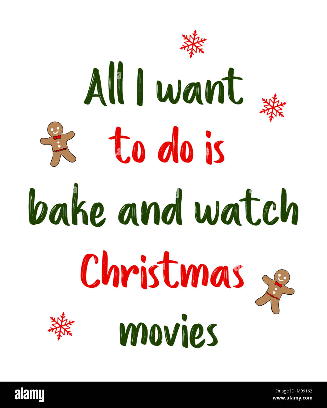 Alles, was ich tun möchte, ist Backen und Weihnachten Filme ansehen Stockfoto