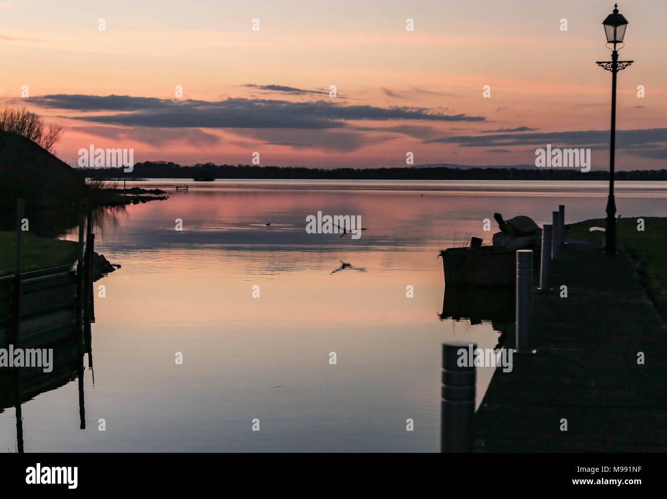 Sonnenuntergang Lough Neagh Nordirland Stockfoto