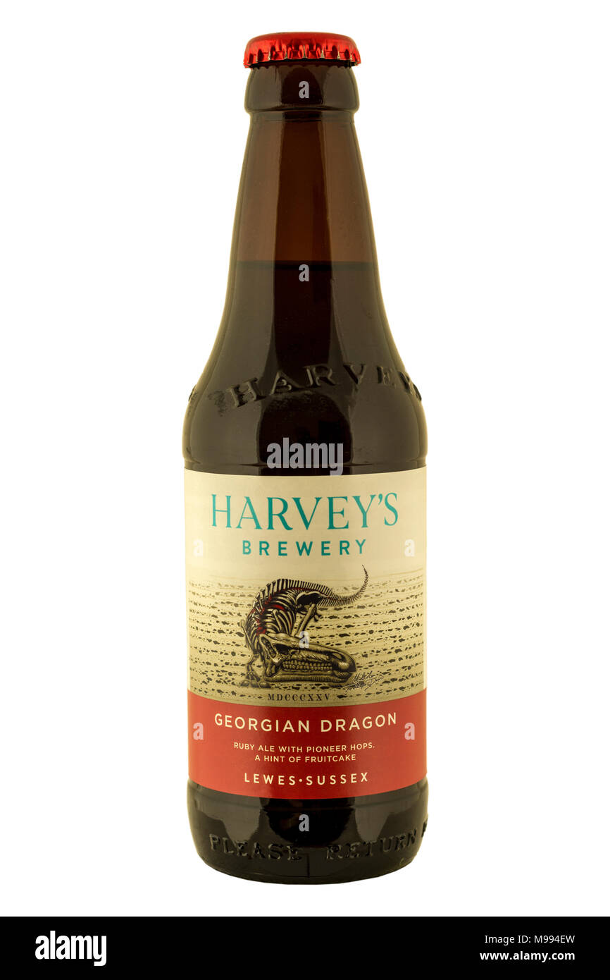 Harvey's von Lewes Brauerei - Georgische Dragon Flaschenbier. Stockfoto