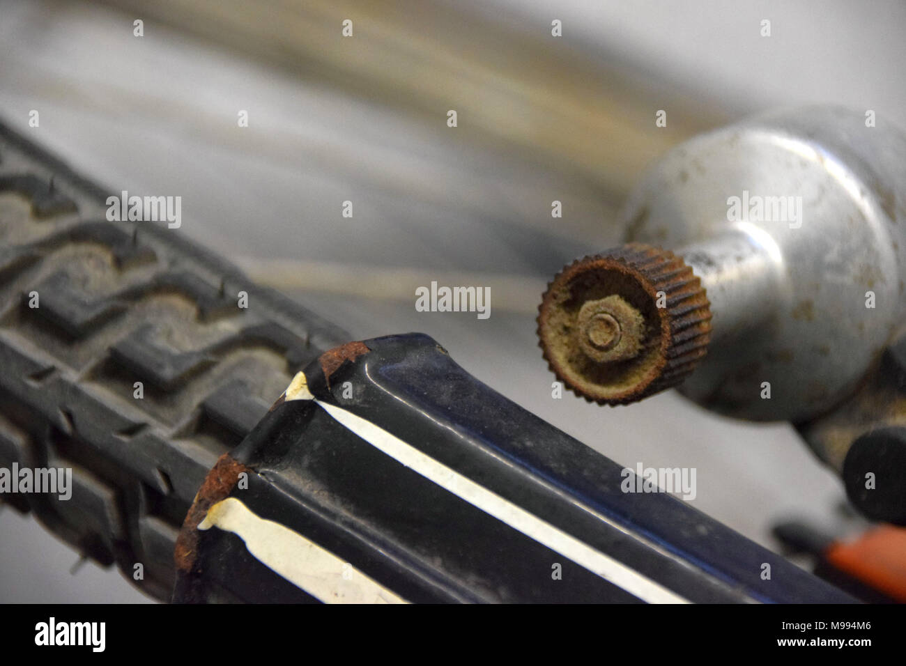 Altes Fahrrad Dynamo Stockfoto
