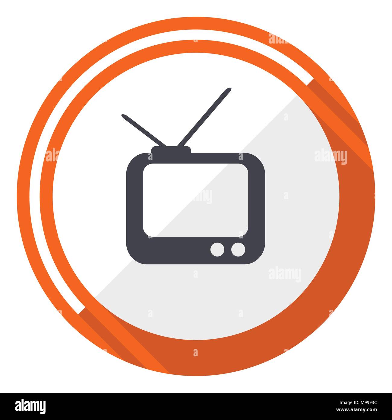 Tv flachbild Design vector Web Icon. Runde orange internet Taste auf weißem Hintergrund. Stock Vektor