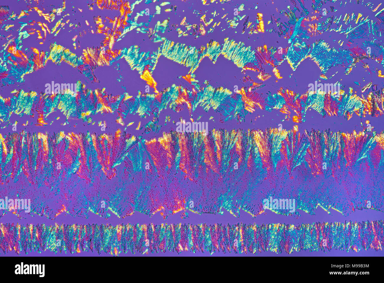 Hellfeld Kreuz polarisiert photomicrograph, Glycerin mit dextrin Folie schmelzen Stockfoto