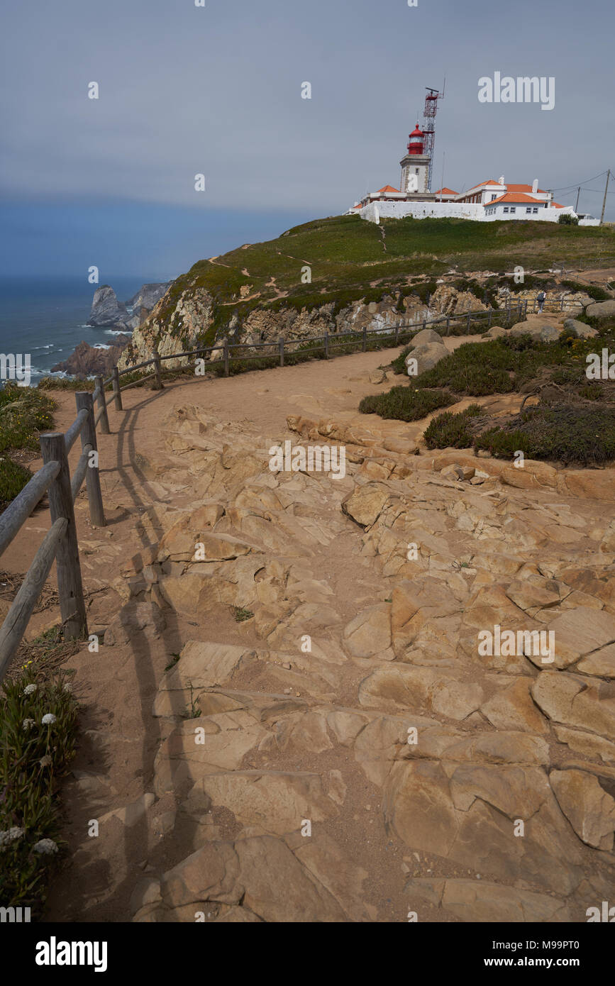 Sintra. Portugal - 26. Juni 2016: Cabo da Roca Leuchtturm Stockfoto