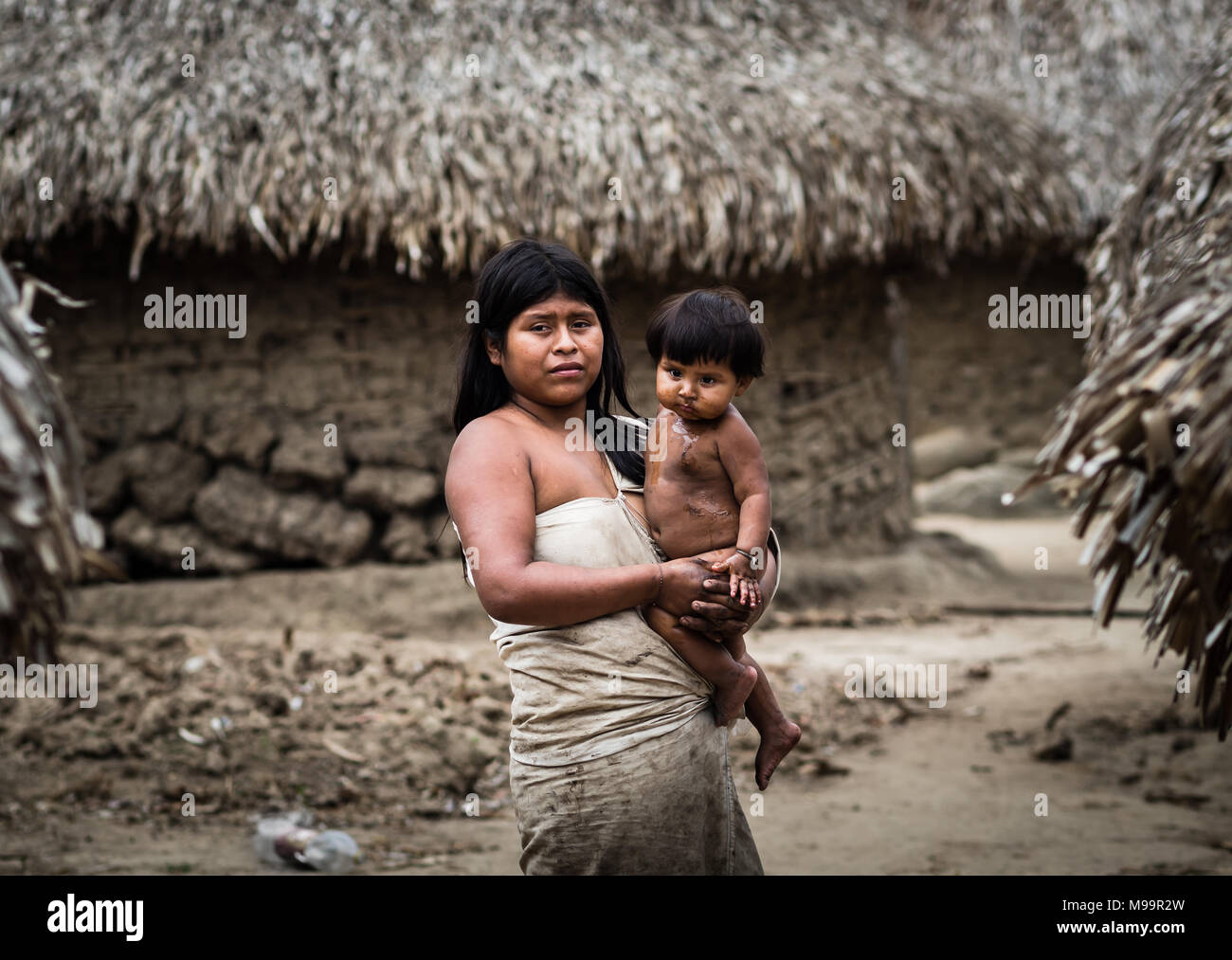 Bild von einem eingeborenen Dorf in der Guajira, Kolumbien Stockfoto