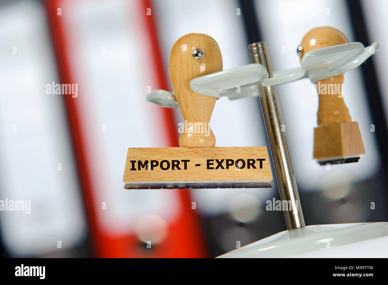Import-export auf Gummi Stempel im Büro gedruckt wurden Stockfoto
