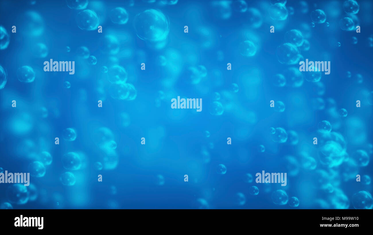 Weiches Wasser Tropfen auf blauem Hintergrund mit Übergang Stockfoto