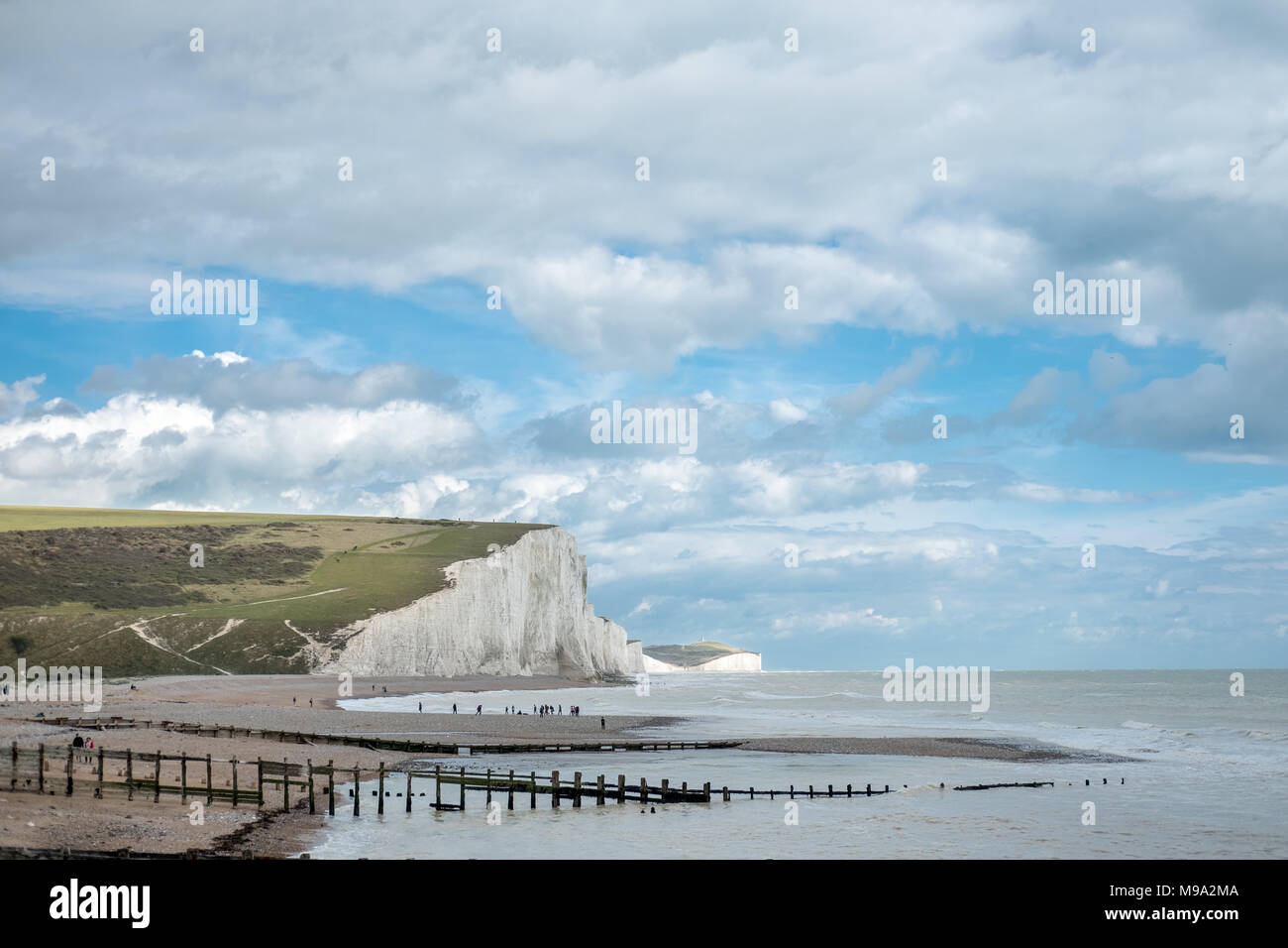 Sieben Schwestern Klippen, eine Reihe von kreidefelsen durch den Englischen Kanal in East Sussex, zwischen den Städten Seaford und Eastbourne in Südengland Stockfoto