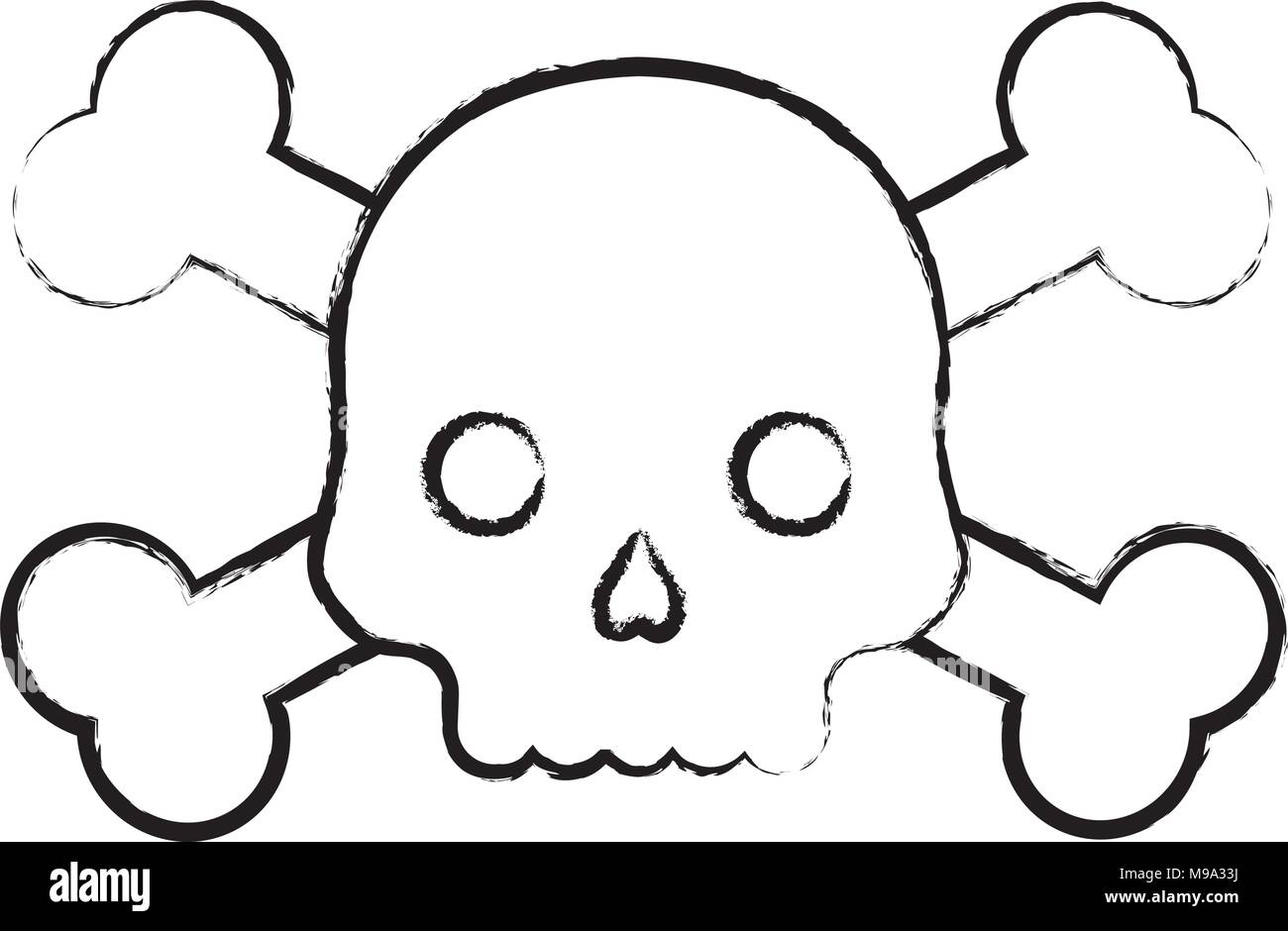 Skizze der Gefahr Totenkopf auf weißem Hintergrund, Vector Illustration Stock Vektor