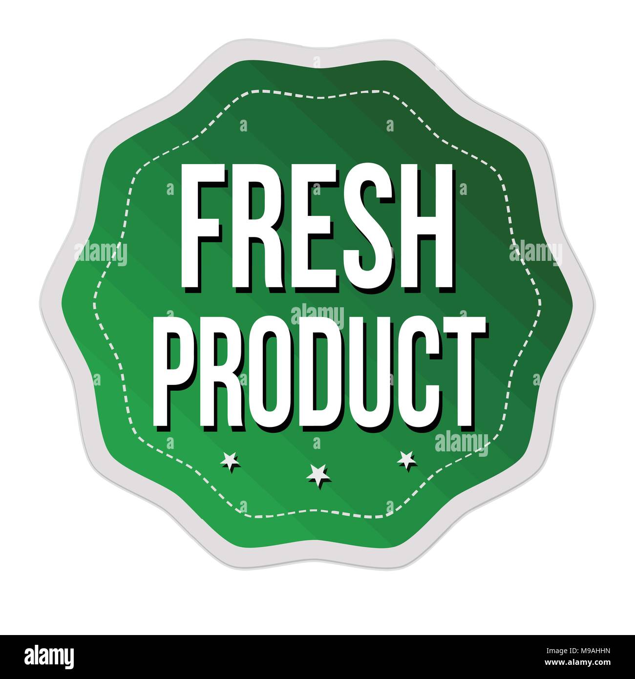 Frisches Produkt Aufkleber oder Sticker auf weißem Hintergrund, Vector Illustration Stock Vektor