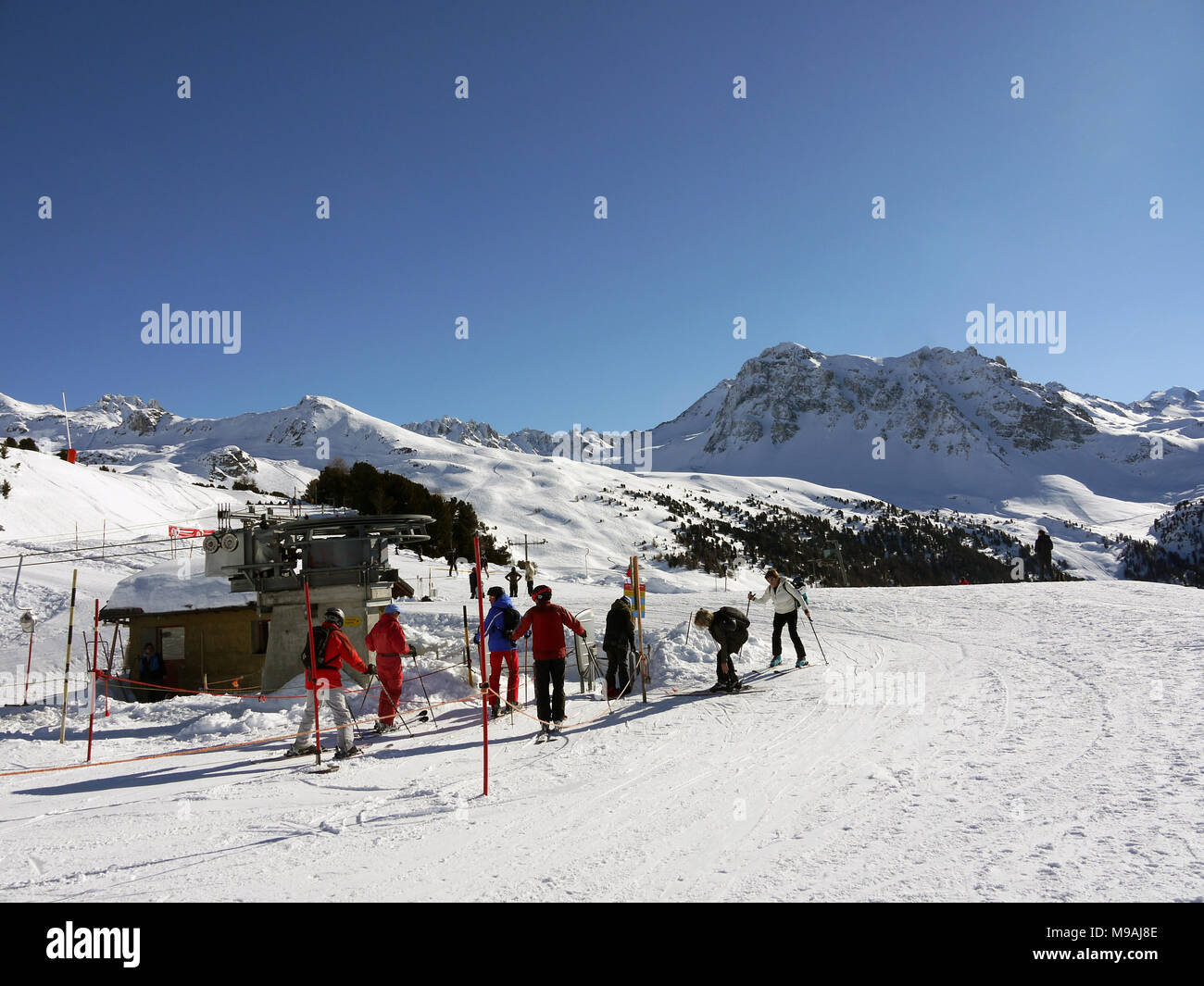 Die schweizer Ski und Schnee - Sport verbundenen Ferienort St. Luc und Chandolin in der Region Wallis in der Schweiz Stockfoto