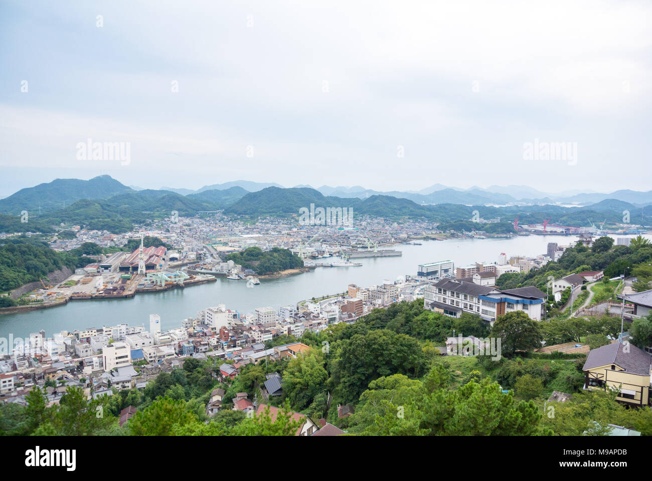 Panoramaaussicht, onomichi, Hiroshima, Japan Stockfoto