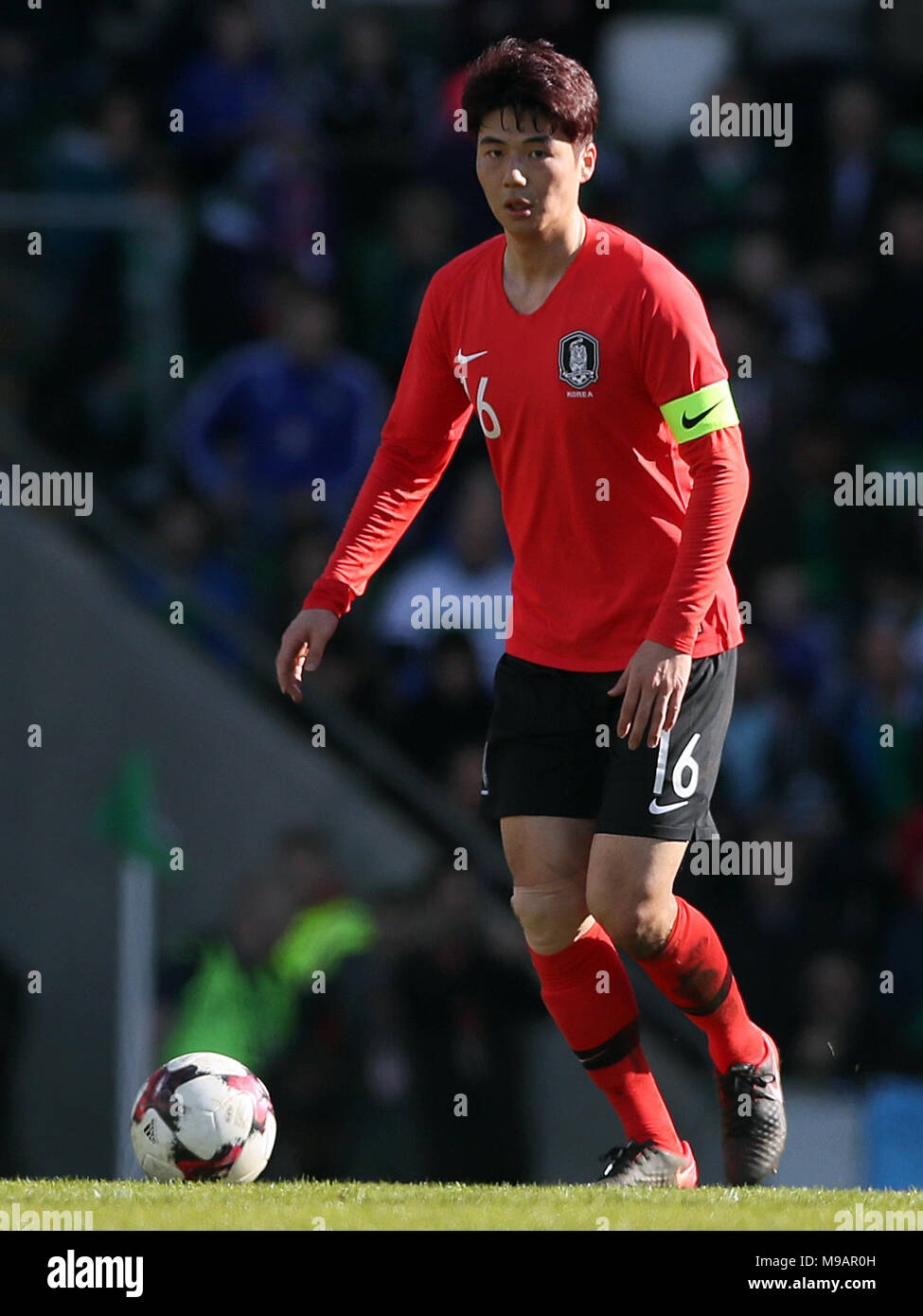 Der Südkoreaner Sung-Yeung Ki während des internationalen Freundschaftsspiel im Windsor Park, Belfast. DRÜCKEN SIE VERBANDSFOTO. Bilddatum: Samstag, 24. März 2018. Siehe PA Story SOCCER N Ireland. Das Foto sollte lauten: Brian Lawless/PA Wire. . Stockfoto