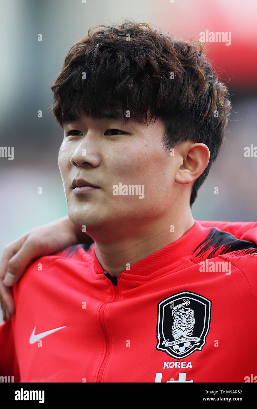 Der südkoreanische Min-Jae Kim beim internationalen Freundschaftsspiel im Windsor Park, Belfast. DRÜCKEN SIE VERBANDSFOTO. Bilddatum: Samstag, 24. März 2018. Siehe PA Story Soccer N Ireland. Das Foto sollte lauten: Brian Lawless/PA Wire. EINSCHRÄNKUNGEN: Nur für redaktionelle Zwecke, keine kommerzielle Nutzung ohne vorherige Genehmigung. Stockfoto