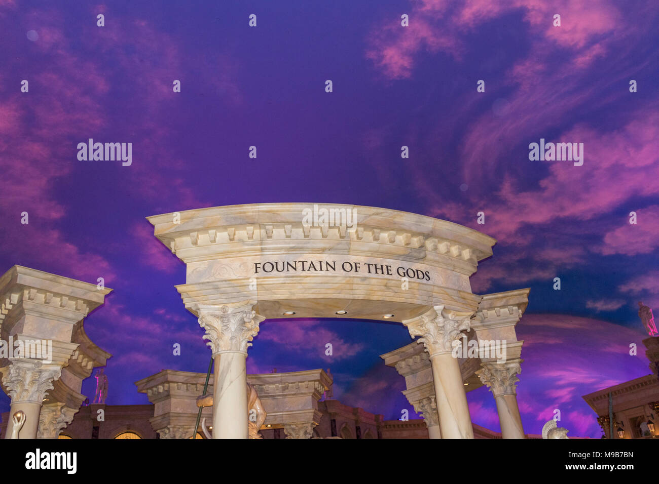 Die Forum Shops im Caesars Palace Hotel, Resort und Casino das Gefühl in Rom erstellen. Der Brunnen der Götter ist das wichtigste Merkmal. Stockfoto
