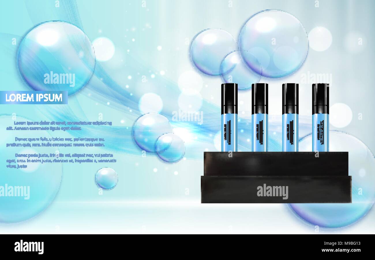 Revitalisierendes Serum Flasche Vorlage für Inserate oder Zeitschrift Hintergrund. Realistische 3D-Vektor Iillustration Stock Vektor