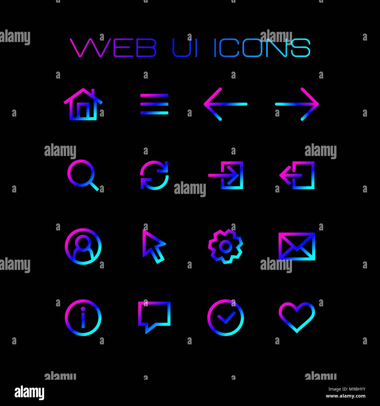 Web Application ui Symbole für einfache flache Design gesetzt. Stock Vektor