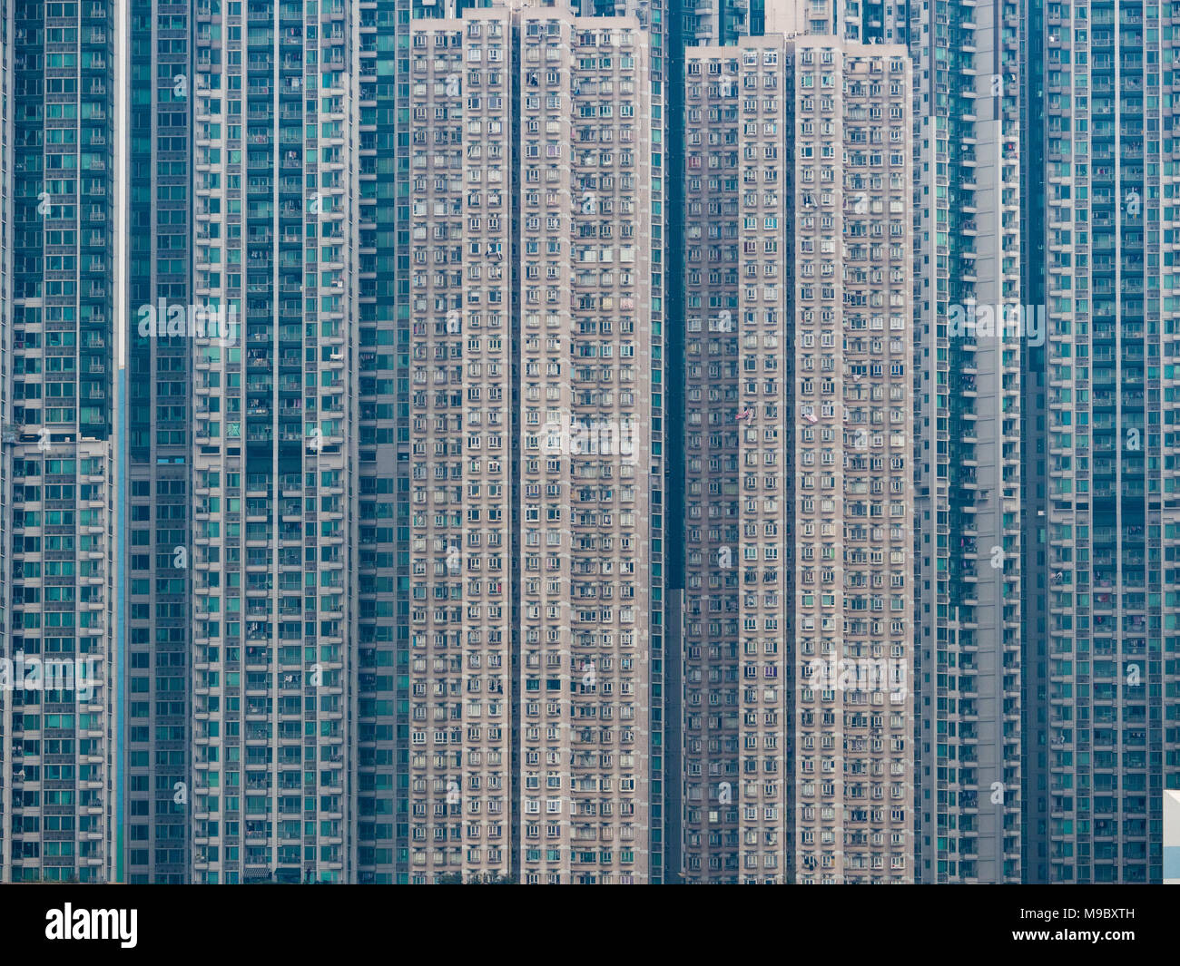 Hongkong - Hohe Dichte Privater Wohnungsbau in Belvedere Garten, Tsuen Wan, New Territories, Hong Kong, zwischen 1987 und 1991 gebaut. Stockfoto