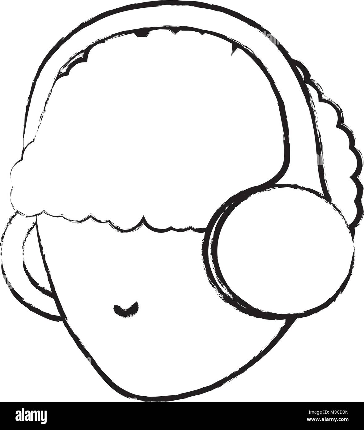 Skizze des Avatars mann Kopf mit einem Kopfhörer auf weißem Hintergrund,  Vector Illustration Stock-Vektorgrafik - Alamy