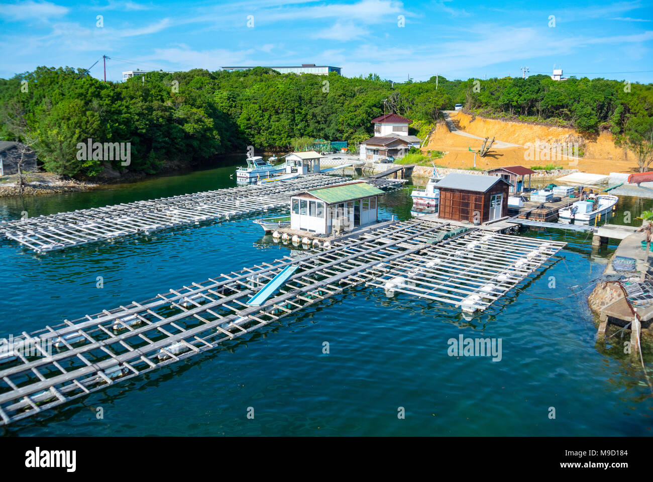 Pearl Anbau, vor Bay, Shima Stadt, Präfektur Mie, Japan Stockfoto